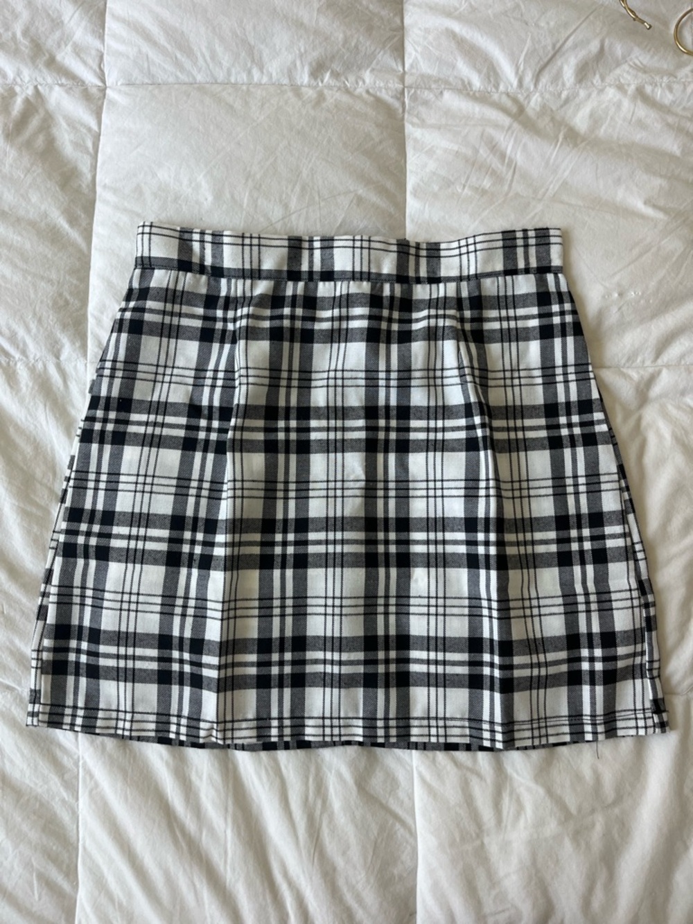 Classic Black & White Plaid A-Line Skirt